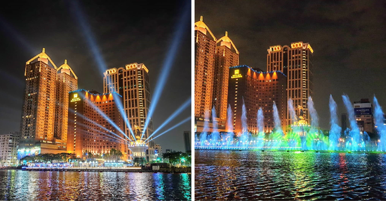 高雄愛河水舞季:想觀賞水舞秀不用跑去國外,現在在高雄愛河聖誕節開始一直到明年的03/23有精彩的水舞秀表演可以看,為期三個月的時間可以欣賞呢! 水舞秀長達20米高的水柱有亮麗的彩色燈光還有搭配音效一次滿足視覺與聽覺的享受,水舞秀總共有492個噴頭,總長度達120公尺, 最近高雄還有追光季的活動,可以欣賞完追光季再到愛河看水舞秀。