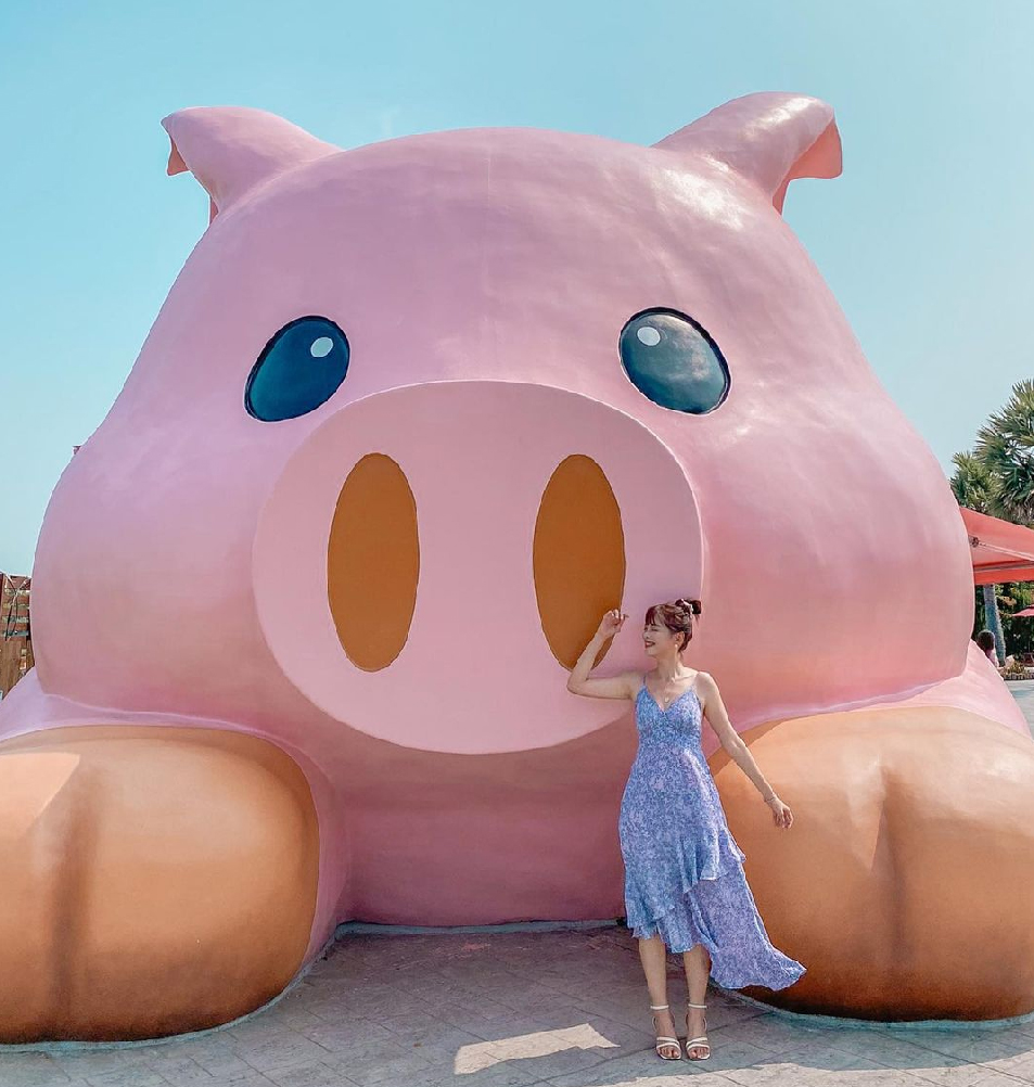 嘉義三隻小豬觀光農場:三隻小豬觀光農場位於嘉義民雄,為全台唯一以豬為主題的觀光農場,進到園區彷彿就是走到三隻小豬童話世界, 在園區各個角落都能看到小豬的蹤影,像是超大粉紅豬、小豬的販賣部、彩虹傘步道、小豬吉祥物、 彩繪牆等還有三隻小豬故事中的場景呈現呢,園區還有手作DIY跟餐廳,在園區還有20多種動物可以近距離接觸唷!