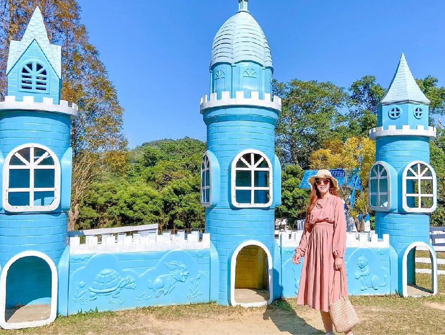 桃園富田花園農場：富田花園農場位於桃園大溪區，花園農場除了有許多歐式風格的造景之外，還是多部知名偶像劇的拍攝場景， 園區一年四季有不同的花季可以欣賞，戶外的造景包括有最熱門的水晶教堂、藍色風車&城堡等， 園區還有超人氣草泥馬以及許多可愛動物！